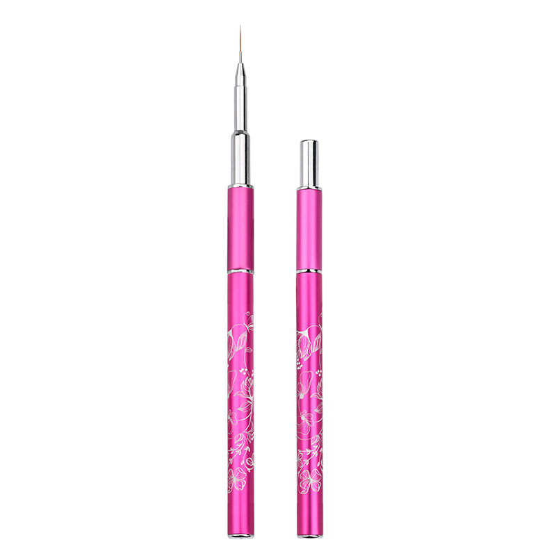 New arrive elegant design pink handle kolinsky Liner brush Nail art brush with laser own logo pattern