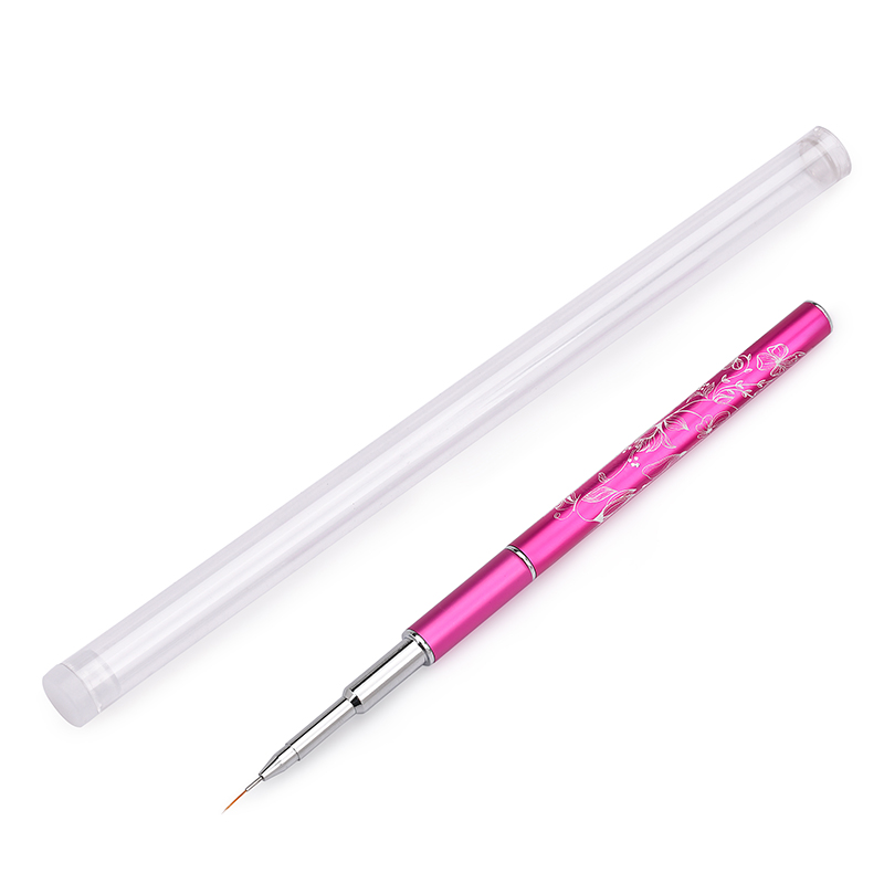 New arrive elegant design pink handle kolinsky Liner brush Nail art brush with laser own logo pattern