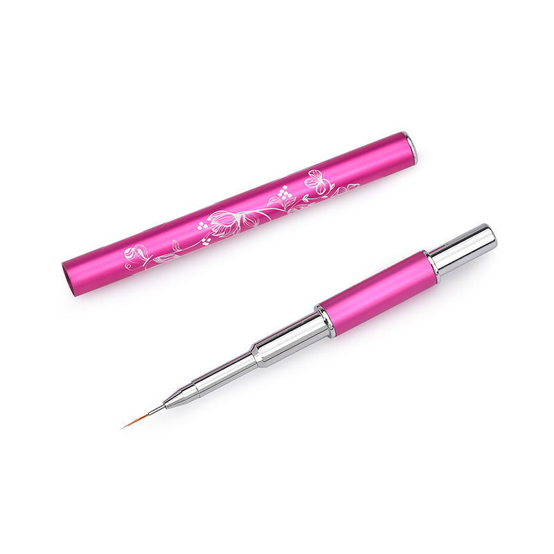New arrive elegant design pink handle kolinsky Liner brush Nail art brush with laser own logo pattern