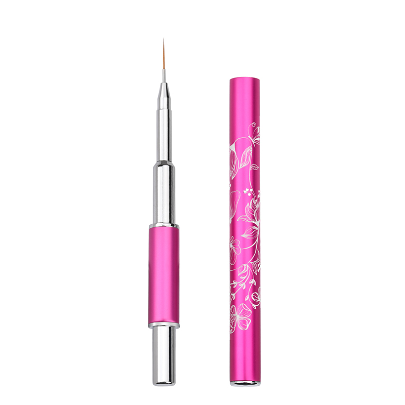 New arrive elegant design pink handle kolinsky Liner brush Nail art brush with laser own logo pattern