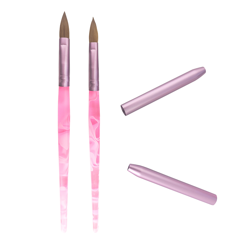 High quality pink acrylic handle stable kolinsky hair acrylic nail brush for acrylic nails