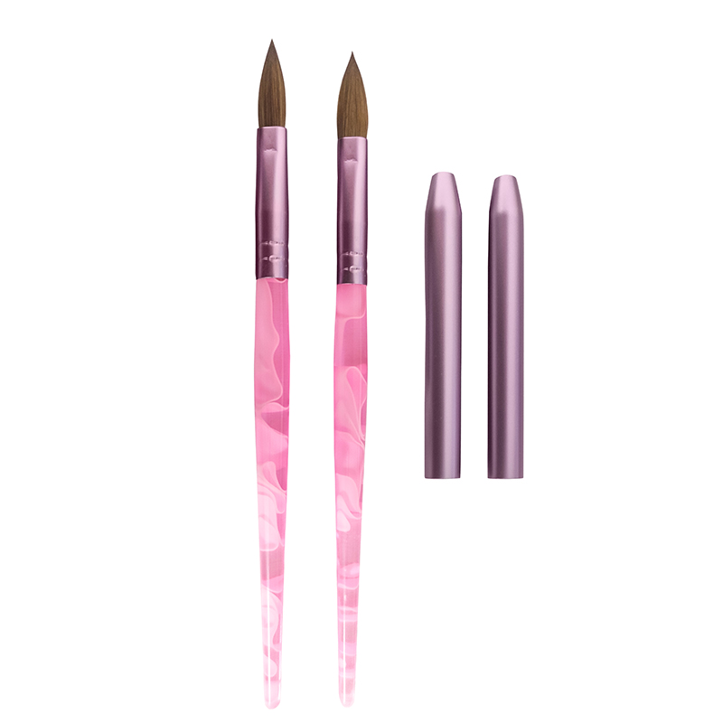 High quality pink acrylic handle stable kolinsky hair acrylic nail brush for acrylic nails