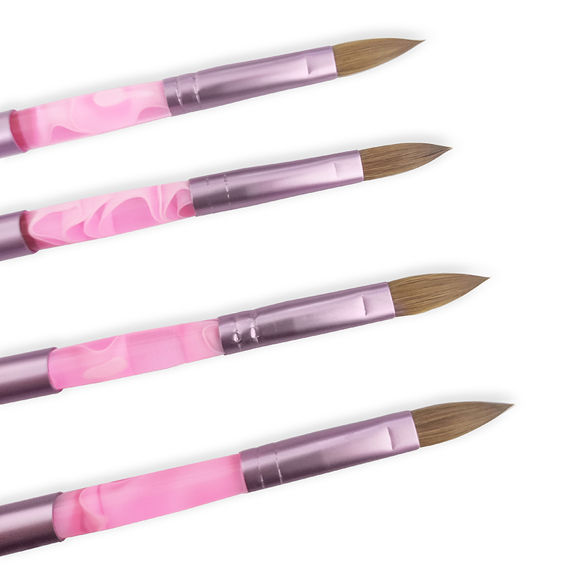 High quality pink acrylic handle stable kolinsky hair acrylic nail brush for acrylic nails