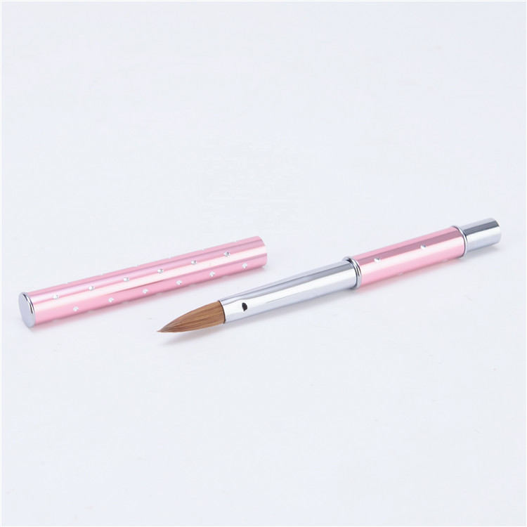 High Quality Pink Metal Handle 100% Pure Kolinsky Hair Acrylic Application Brush Stable brush