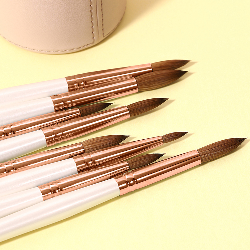 Best Quality Oem Private Label White Wood Handle Acrylic Brush Wholesale Kolinsky Sable Nail Art Brush Amazon