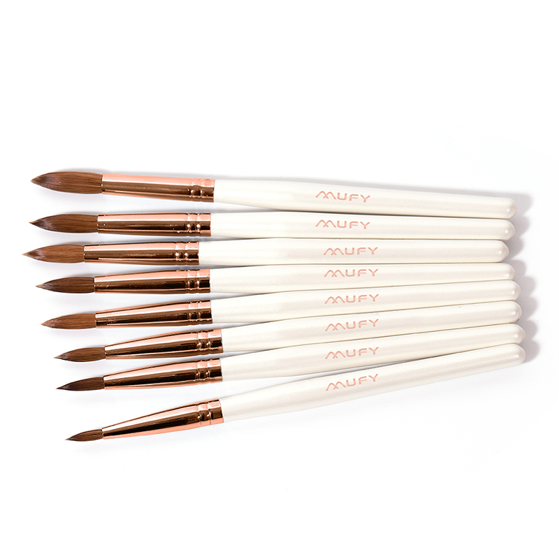 Best Quality Oem Private Label White Wood Handle Acrylic Brush Wholesale Kolinsky Sable Nail Art Brush Amazon