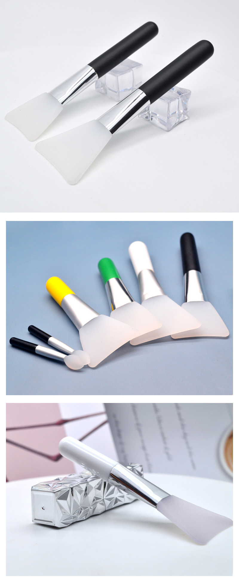 New Arrival white black gold mini face mask brushes custom logo short handle facial applicator mask brush