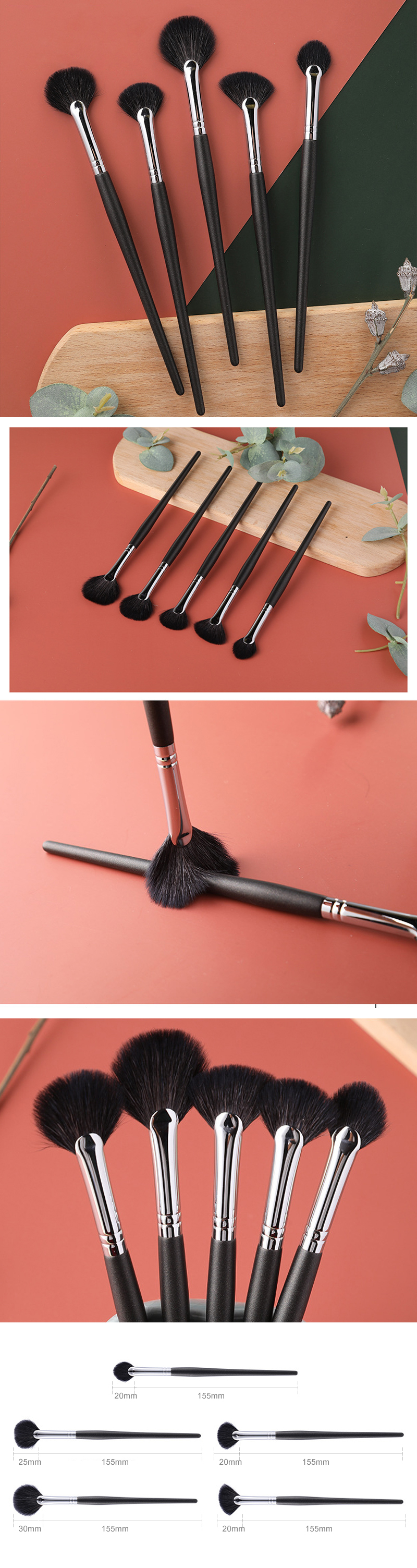 Synthetic hair highlighter brush no logo highlighter makeup brush