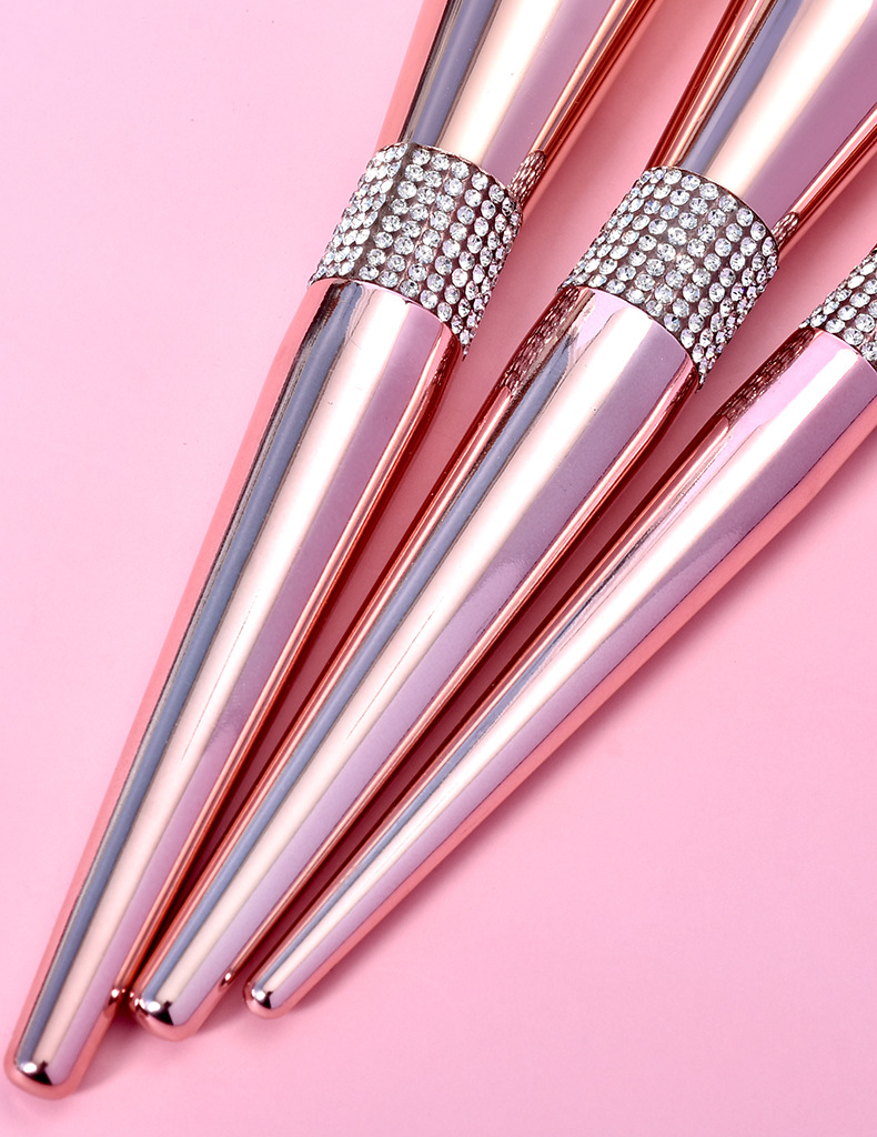 Luxury 15pcs Vegan High end Private custom label diamond makeup brush set with PU bag