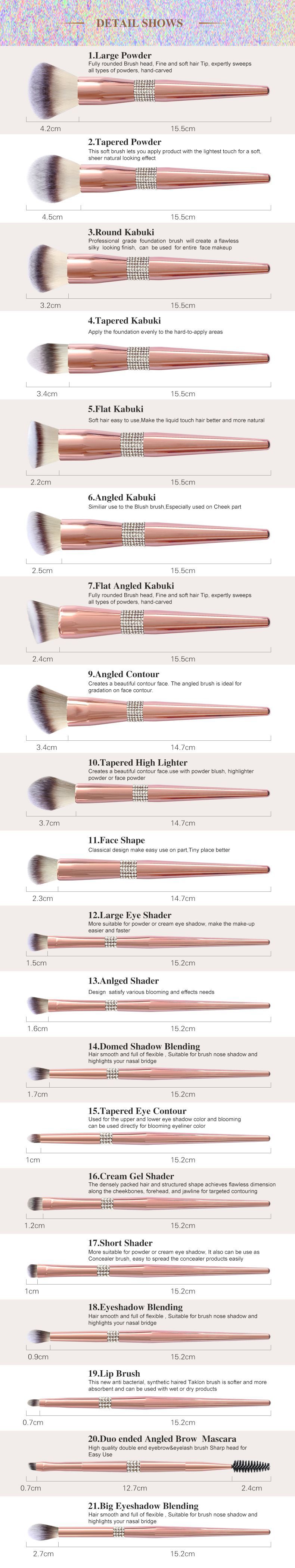 Luxury 15pcs Vegan High end Private custom label diamond makeup brush set with PU bag