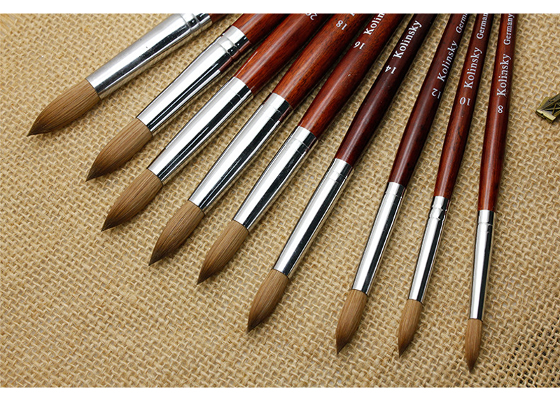 High Quality Red Wood Handle Kolinsky Acrylic Nail Brush Different Sizes Can Be Selected