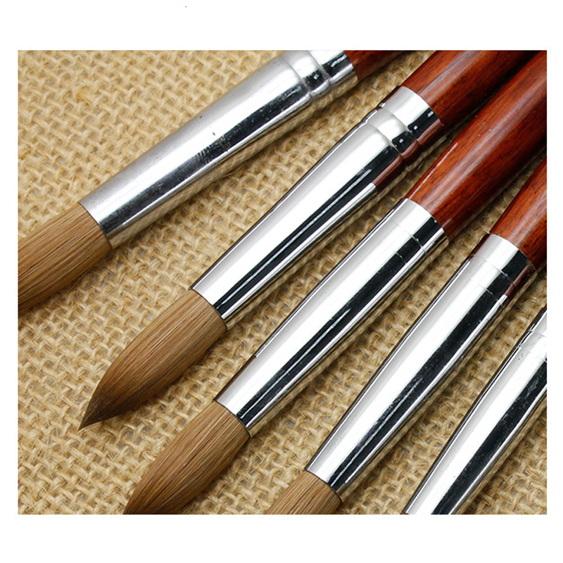High Quality Red Wood Handle Kolinsky Acrylic Nail Brush Different Sizes Can Be Selected