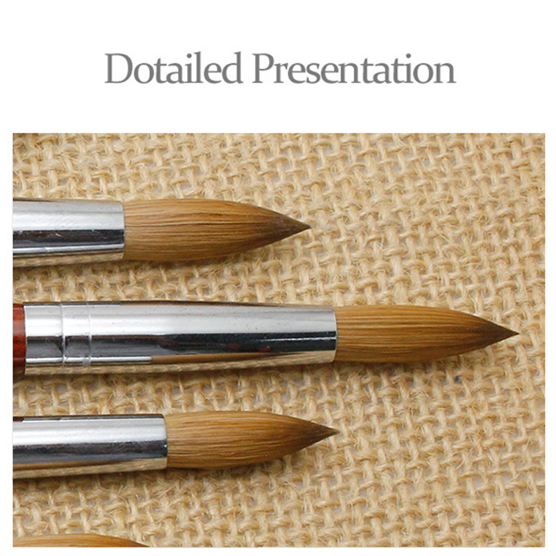 High Quality Red Wood Handle Kolinsky Acrylic Nail Brush Different Sizes Can Be Selected