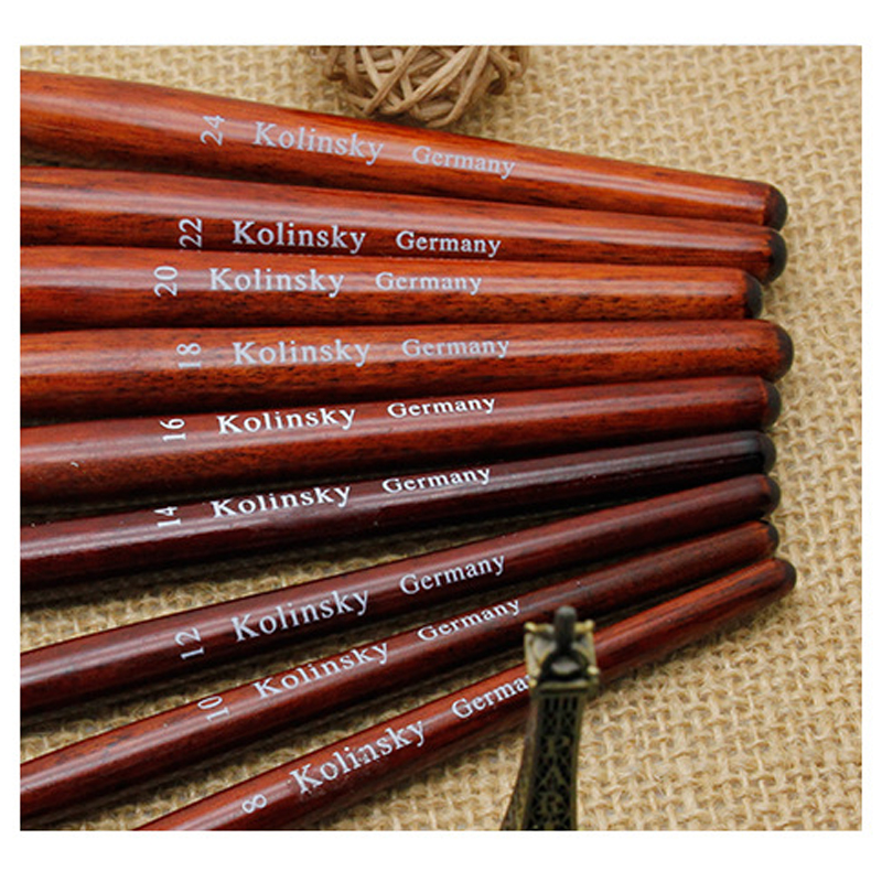 High Quality Red Wood Handle Kolinsky Acrylic Nail Brush Different Sizes Can Be Selected