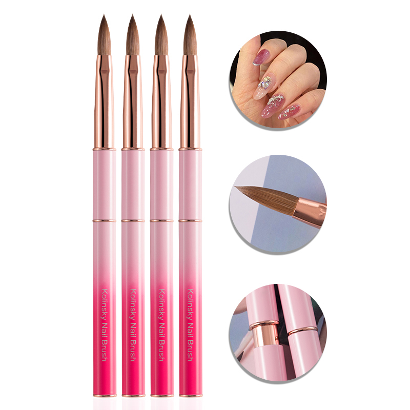 2#--22# Pink Color Kolinsky Hair Nail Acrylic Brush Nails Oval Nail Art Brushes
