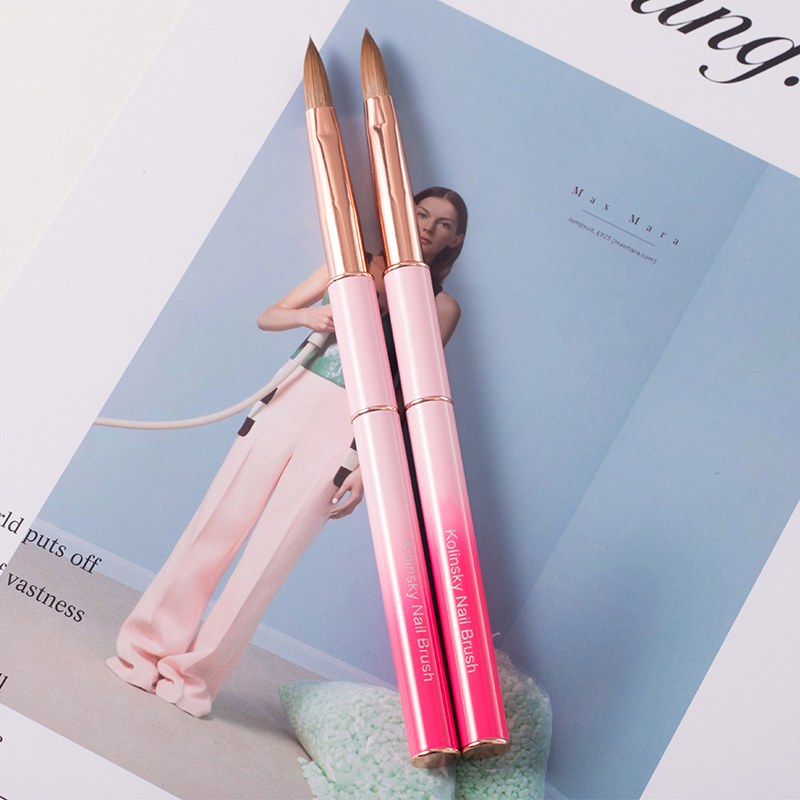 2#--22# Pink Color Kolinsky Hair Nail Acrylic Brush Nails Oval Nail Art Brushes