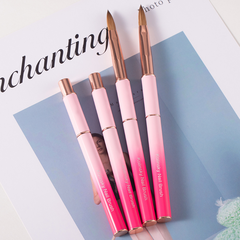 2#--22# Pink Color Kolinsky Hair Nail Acrylic Brush Nails Oval Nail Art Brushes