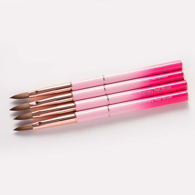 2#--22# Pink Color Kolinsky Hair Nail Acrylic Brush Nails Oval Nail Art Brushes