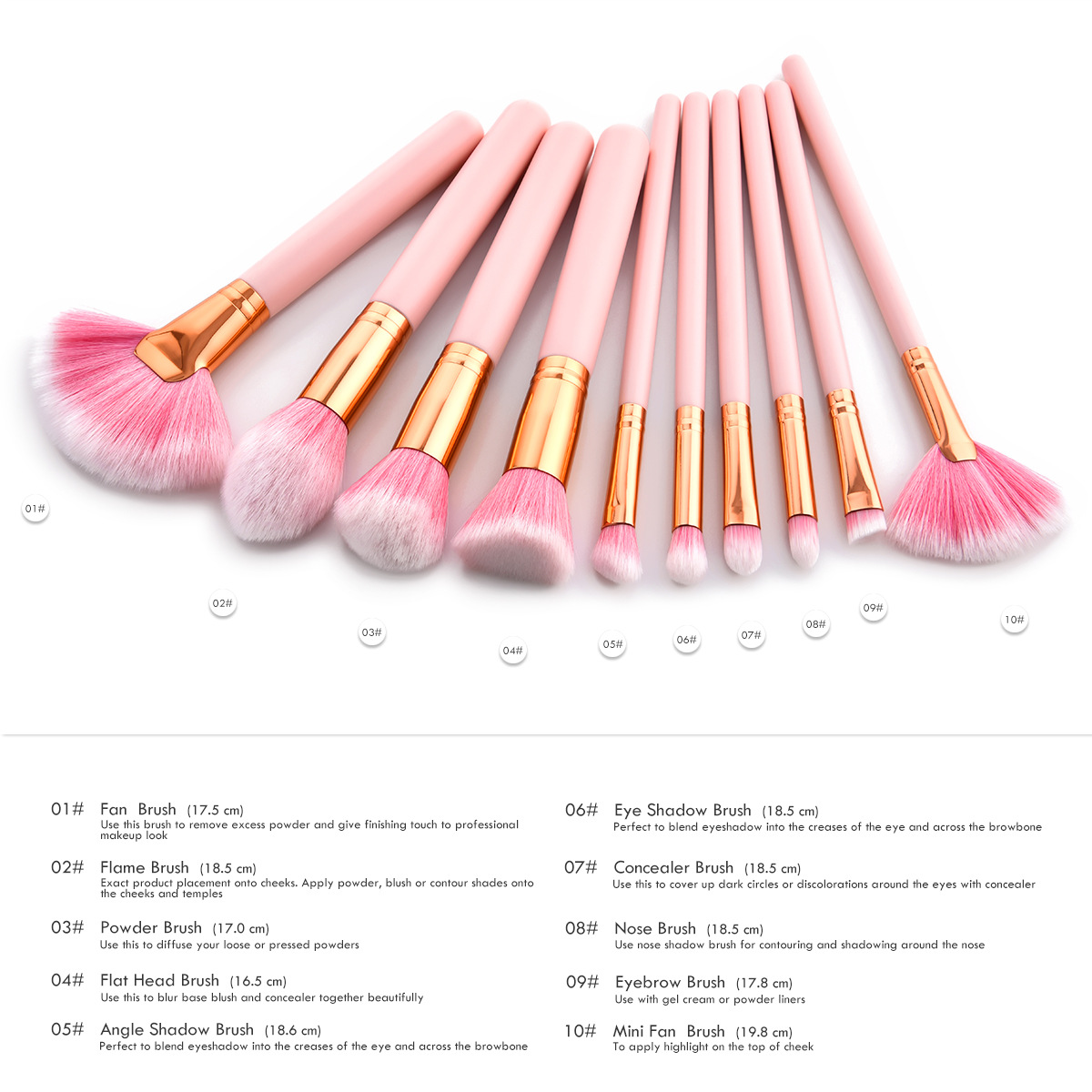 2021 New Trend 14PCS Standing Brushes Makeup Set Pink Stand Up Make Up Brushes