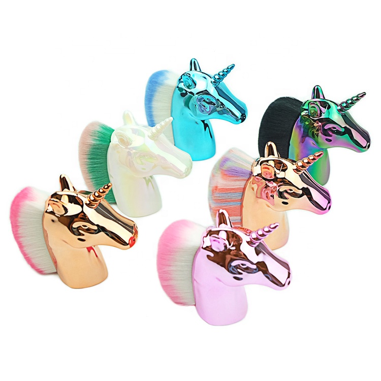 2021 New Multi-Functional Rainbow Powder Cosmetic Makeup Brush for Blusher or Nail Dust Remover