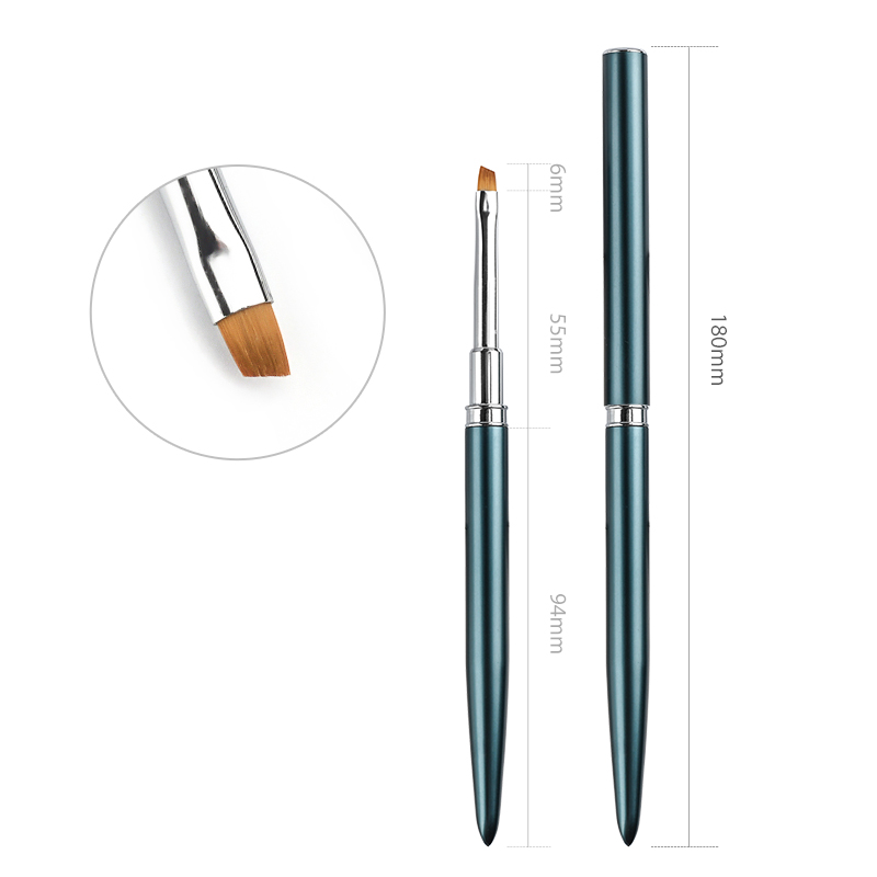 green color metal handle nylon kolinsky wholesale slant gel brush