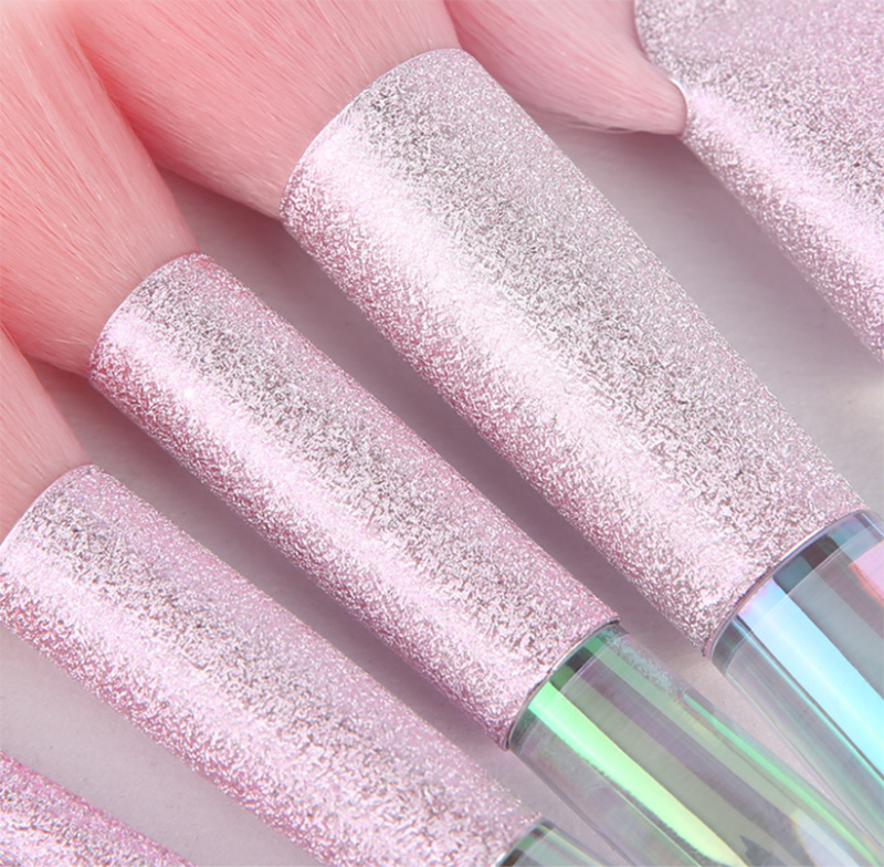 10 rainbow crystal dull polish ferrule makeup brush set of 3D fantasy beauty makeup tools