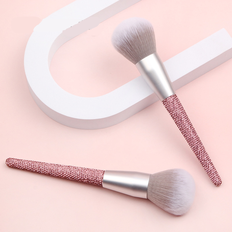 popular design high quality christmas gift pink diamond handle soft synthetic hair powder makeup brush