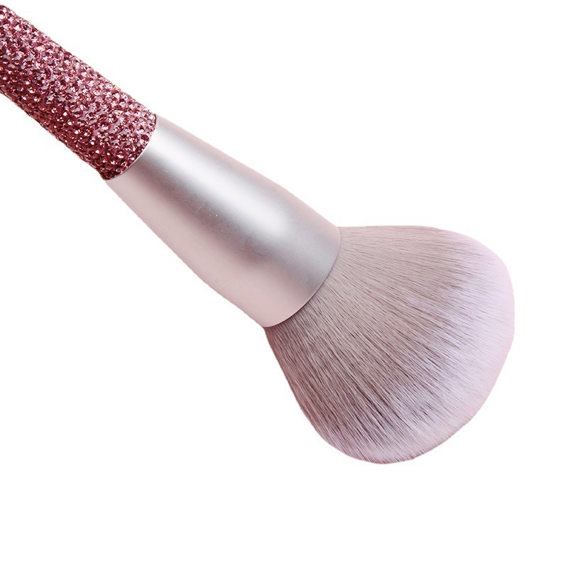 popular design high quality christmas gift pink diamond handle soft synthetic hair powder makeup brush