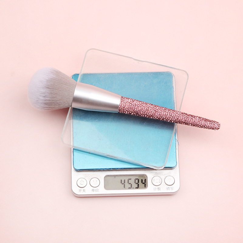 popular design high quality christmas gift pink diamond handle soft synthetic hair powder makeup brush