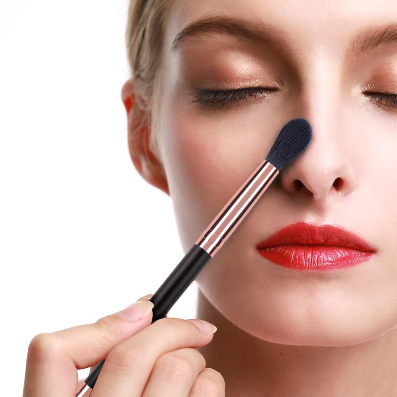 professional wholesale double size 6 pcs black handle foundation eyebrow makeup brush set