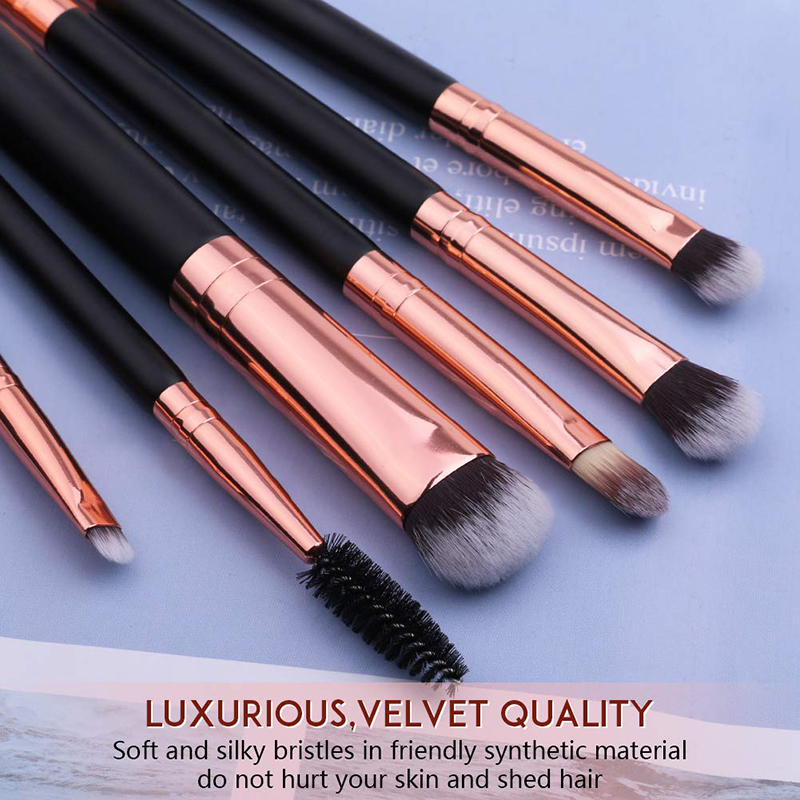 professional wholesale double size 6 pcs black handle foundation eyebrow makeup brush set