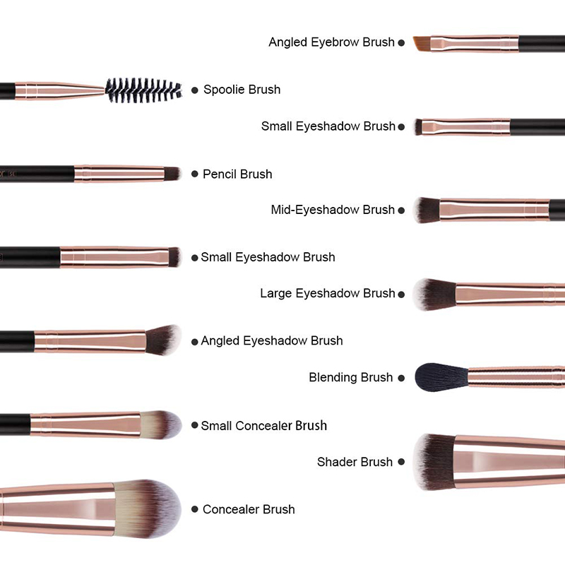 professional wholesale double size 6 pcs black handle foundation eyebrow makeup brush set