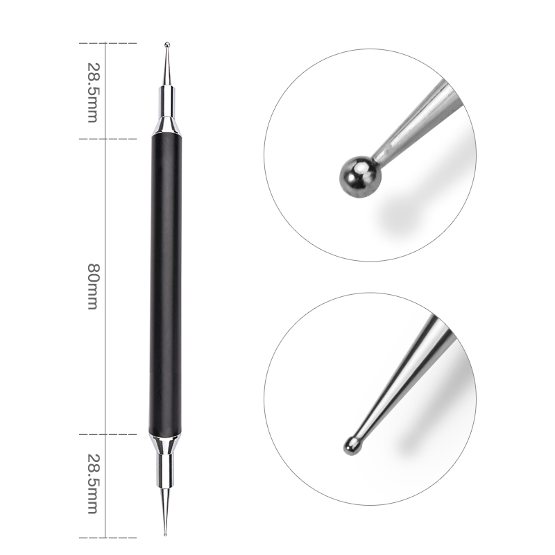 matte black metal handle wholesale double dotting nail art tool