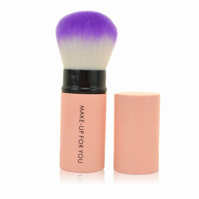 Private Label Pink synthetic hair retractable refillable powder brush
