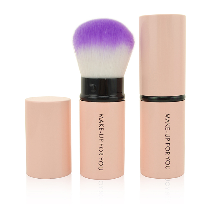 Private Label Pink synthetic hair retractable refillable powder brush