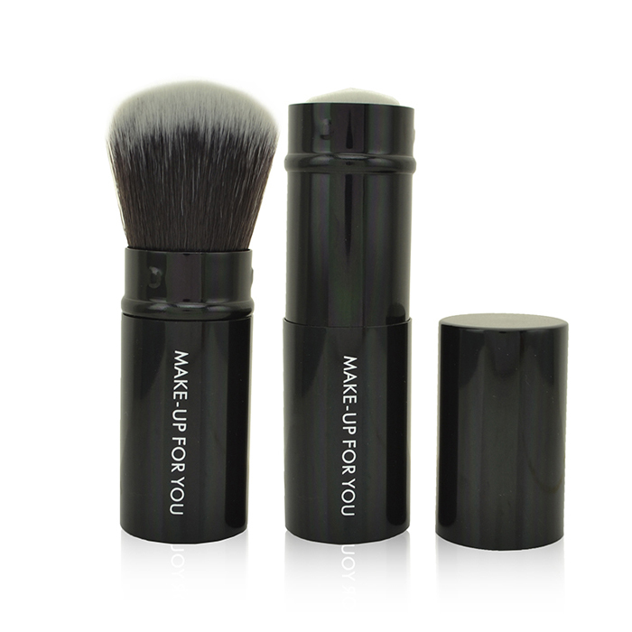 Private Label Pink synthetic hair retractable refillable powder brush