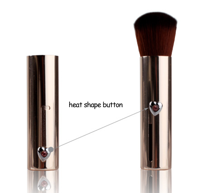 Professional Retractable Bristle Hair Powder Makeup Brush Golden Color