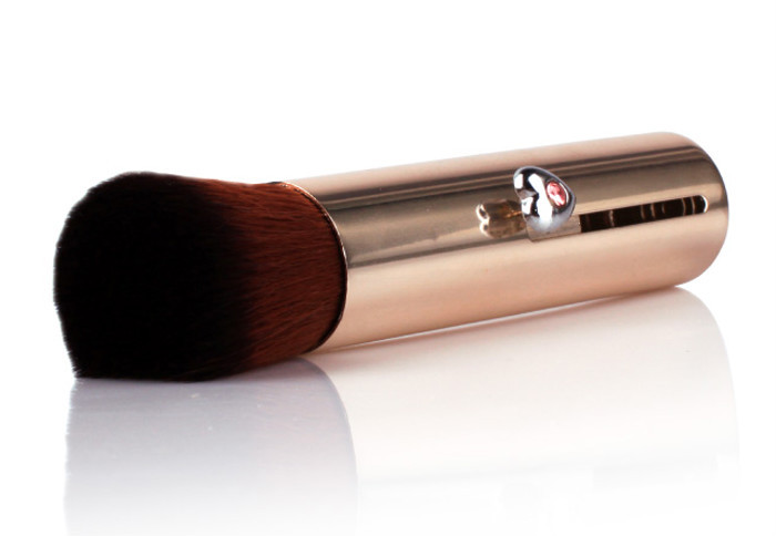 Professional Retractable Bristle Hair Powder Makeup Brush Golden Color