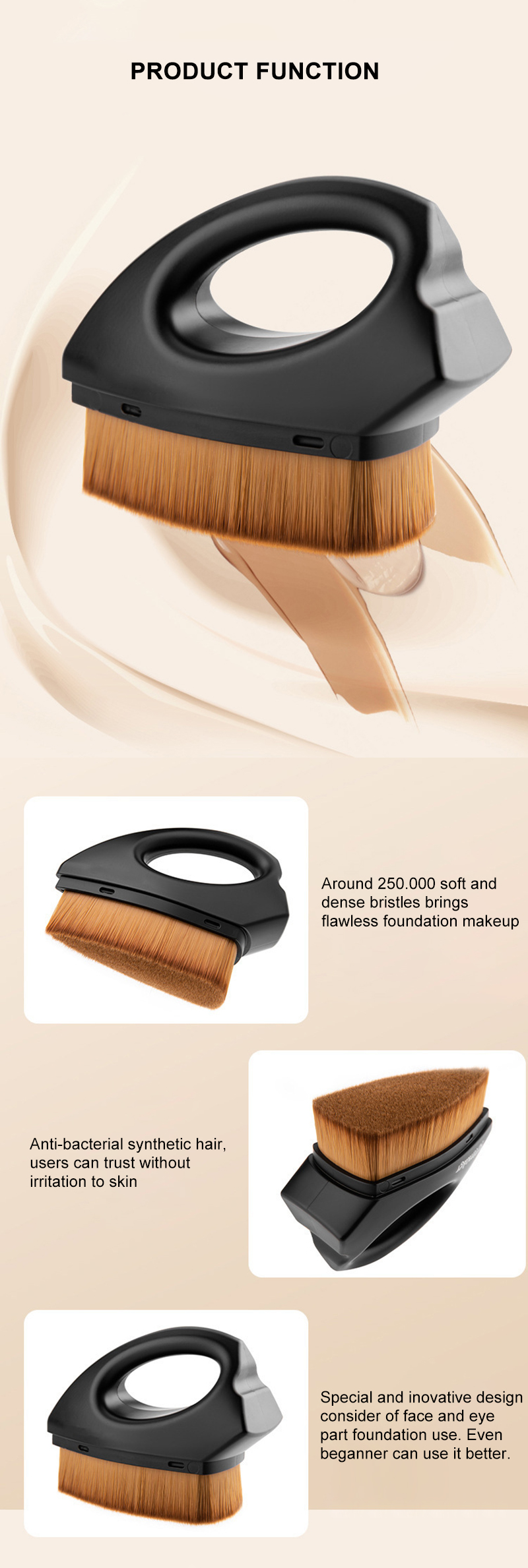 Factory Price Oval Flat Makeup Foundation Brush BB Cream Liquid Kabuki Powder Foundation Makeup Brush
