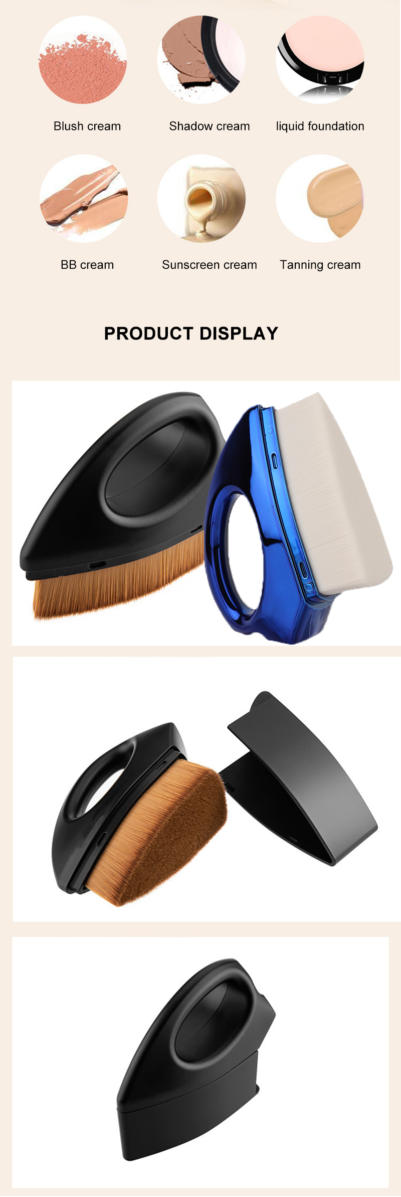 Factory Price Oval Flat Makeup Foundation Brush BB Cream Liquid Kabuki Powder Foundation Makeup Brush