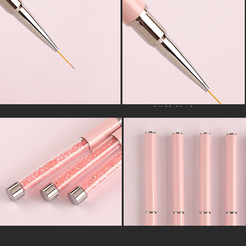 pink diamond handle soft nylon hair Liner brush Nail art brush for drawing