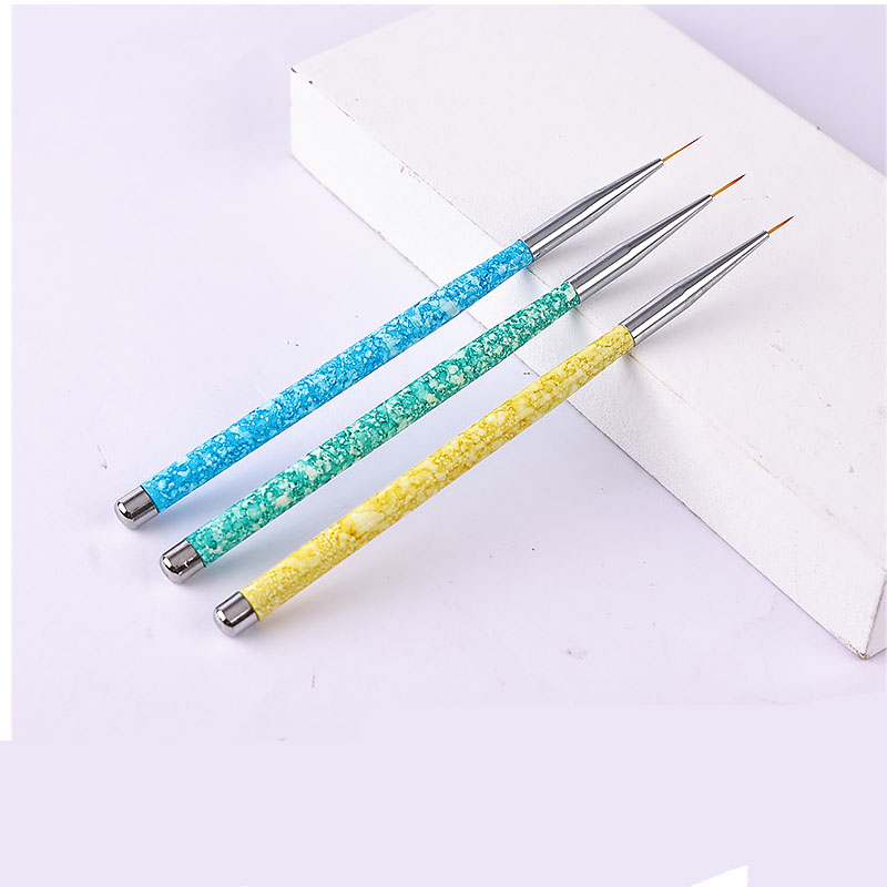 popular handle color soft nylon hair 3pcs/set extremely thin liner painting brush nail art brush