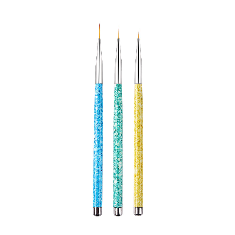 popular handle color soft nylon hair 3pcs/set extremely thin liner painting brush nail art brush