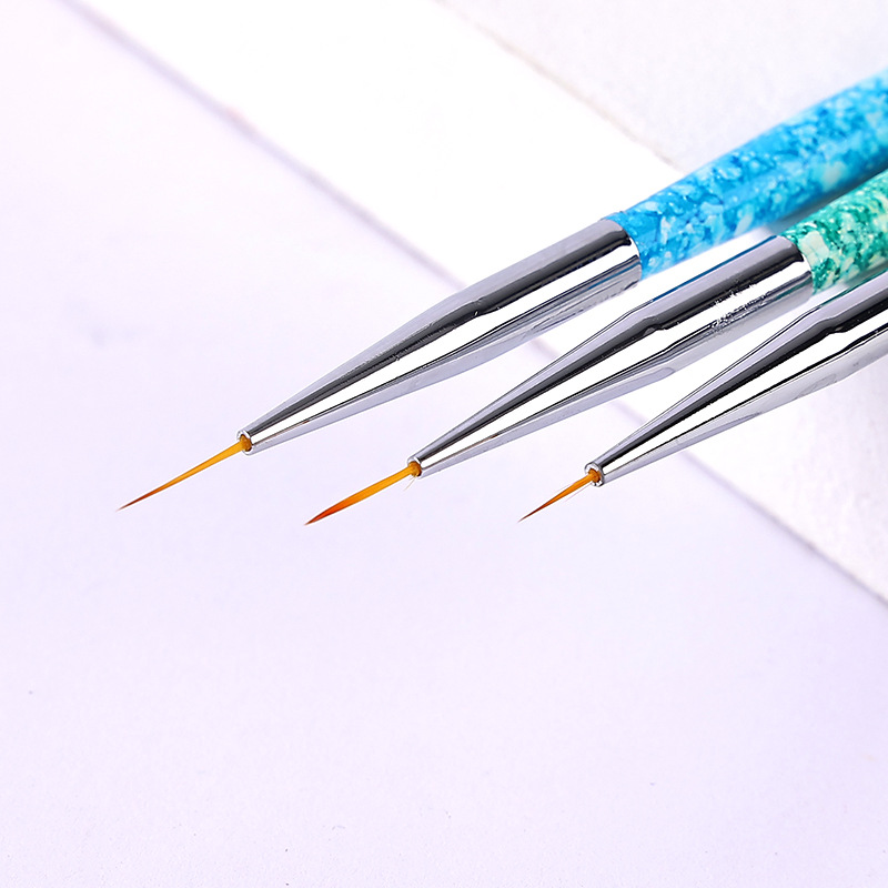 popular handle color soft nylon hair 3pcs/set extremely thin liner painting brush nail art brush
