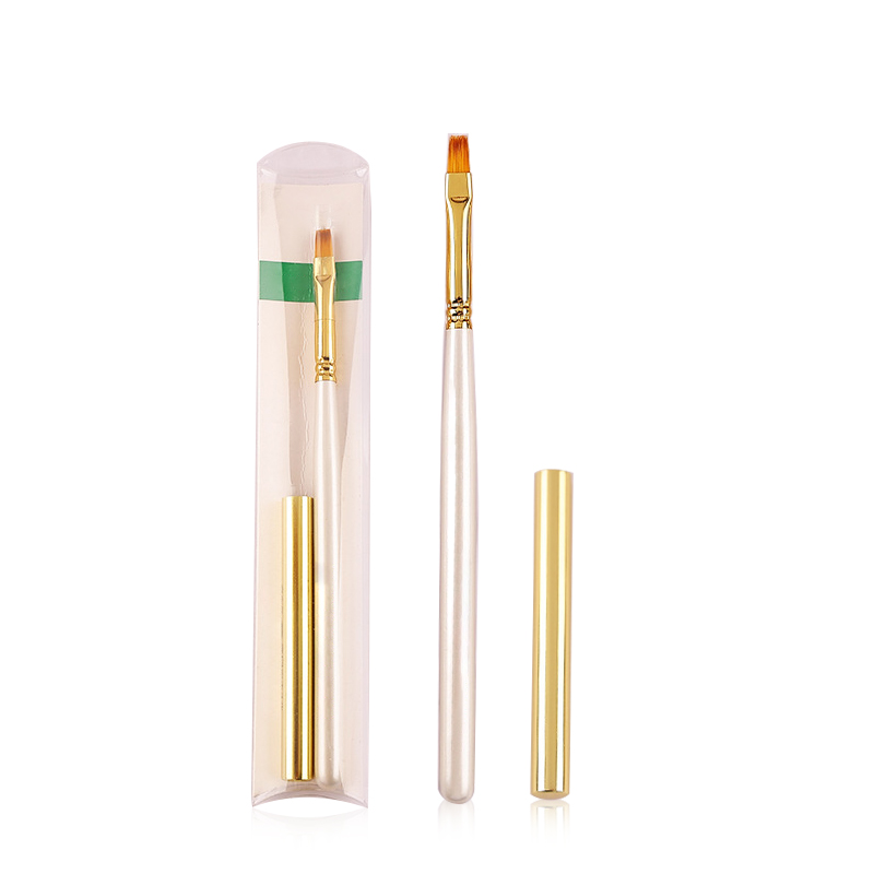 Hot sell elegant design wood handle gold ferrule soft nylon hair kolinsky Liner gel acrylic Nail art brush Set