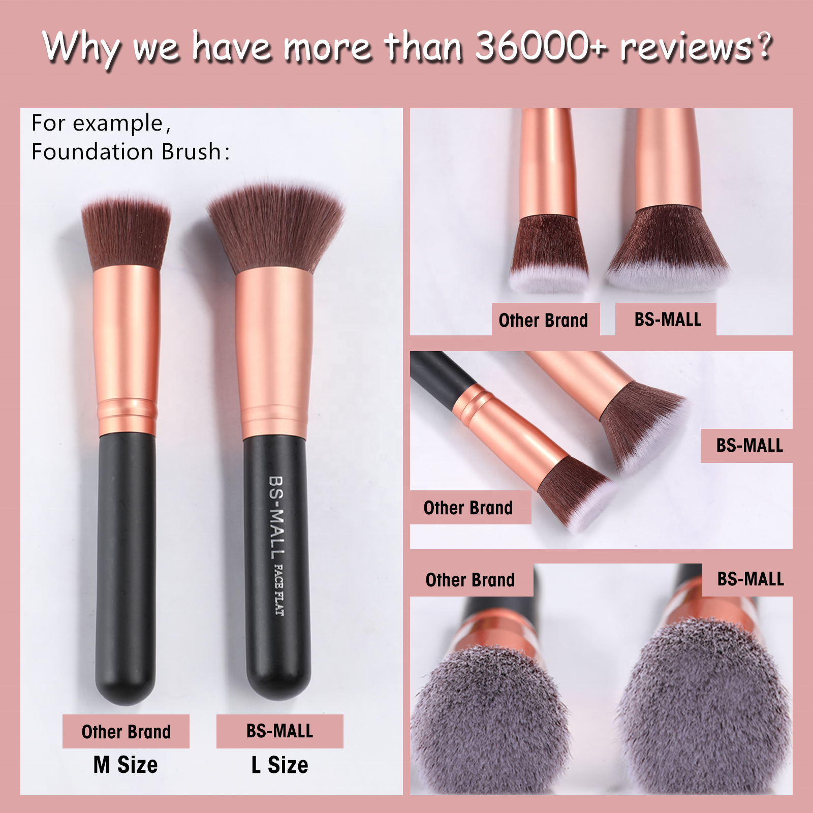 Amazon Best Seller BS-MALL Rose Gold Synthetic Makeup Brushes 14pcs Makeup Brush Set