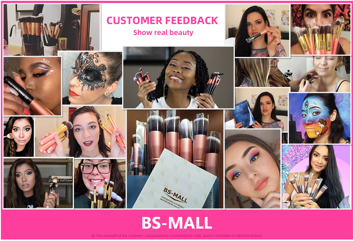 Amazon Best Seller BS-MALL Rose Gold Synthetic Makeup Brushes 14pcs Makeup Brush Set
