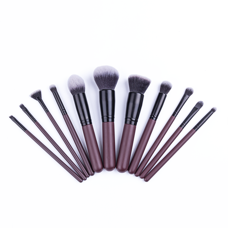 11pcs Face/eye Soft Dense Synthetic Hair Wood Handle Makeup Brushes Set