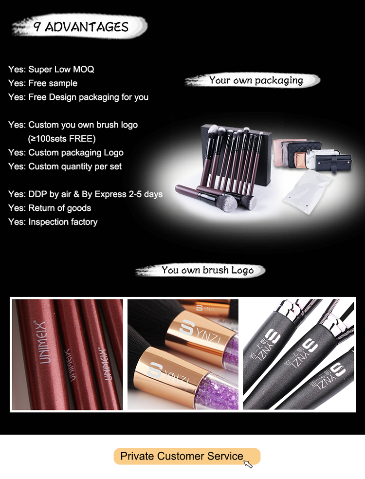 11pcs Face/eye Soft Dense Synthetic Hair Wood Handle Makeup Brushes Set
