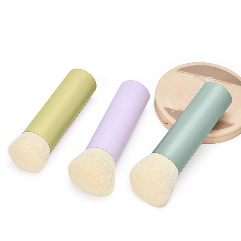 luxurious Macaron color  Aluminum handle soft nylon hair makeup brush single kabuki blush brush
